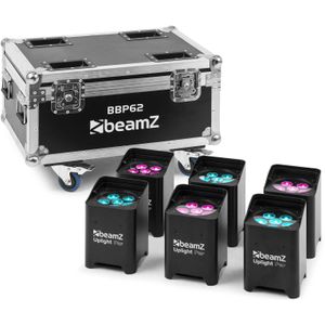 BeamZ - BBP62 Uplights Set - 6 Stuks - Inclusief Flightcase - Oplaadfunctie