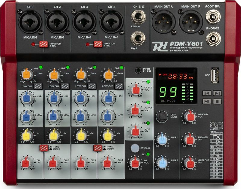 Power Dynamics PDM-Y601 mixer - 6 kanaals mengpaneel met Bluetooth