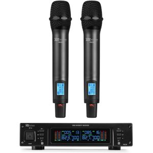 Power Dynamics PD220 UHF microfoonsysteem met 2 draadloze microfoons - 2x 80 kanalen - Met koffer