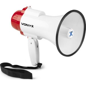 Vonyx - MEG025 - Megafoon - Wit - Lichtgewicht - Inclusief Sirene
