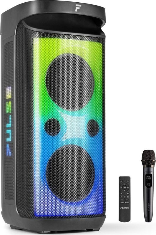 Partybox - Fenton Pulse160 speaker met lichteffecten - Met microfoon en ingebouwde accu
