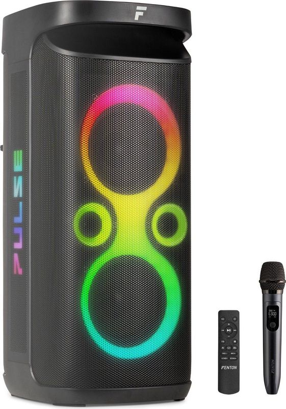 Partybox - Fenton Pulse130 speaker met lichteffecten - Met microfoon en ingebouwde accu
