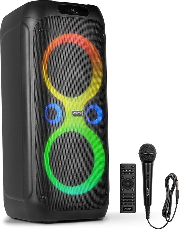 Partybox - Fenton Core160 - Bluetooth speaker met lichteffecten - Met microfoon en oplaadbare accu