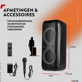 Partybox - Fenton Core130 - Bluetooth speaker met lichteffecten - Met microfoon en oplaadbare accu