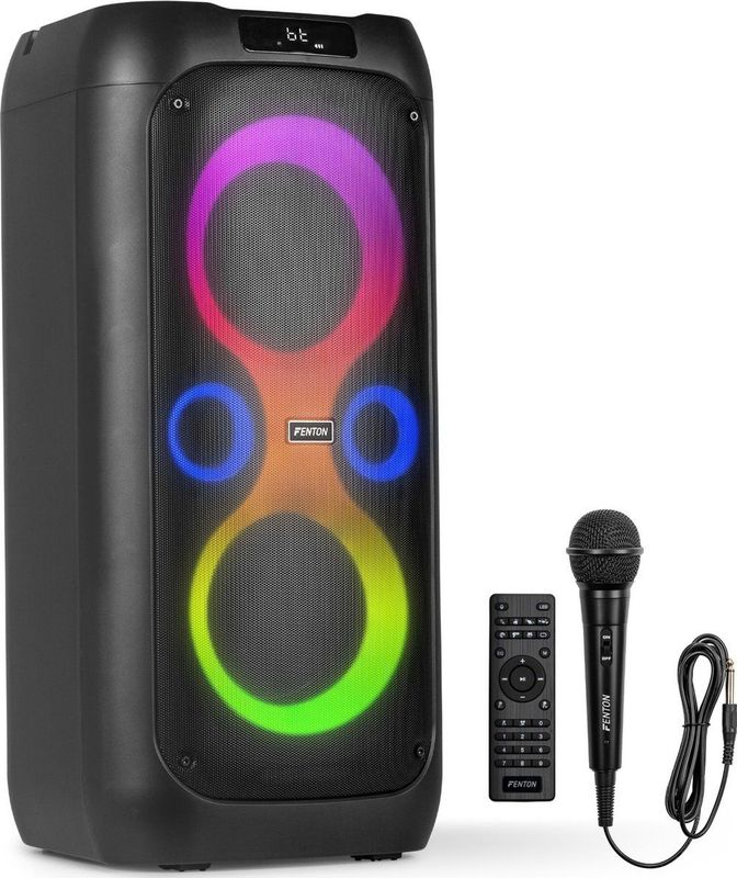 Partybox - Fenton Core130 - Bluetooth speaker met lichteffecten - Met microfoon en oplaadbare accu