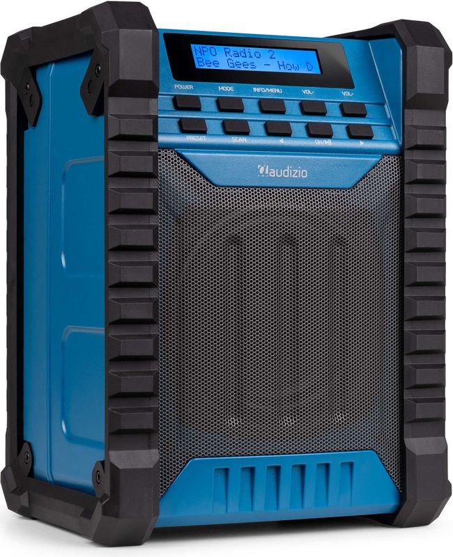 AUDIZIO Jobsite Bouwradio - Blauw - Compact - Robuust - Bluetooth - FM/DAB