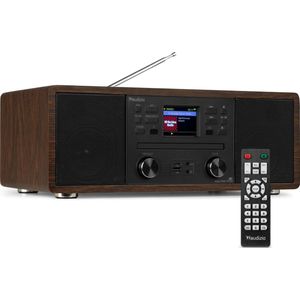 Internetradio - Audizio Avola alles-in-één radio met Bluetooth - DAB+/FM - CD speler - Houtlook