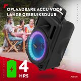 Fenton - FT08LED MK2 - Party Speaker - Zwart - 300W - Ingebouwde Accu - Bluetooth