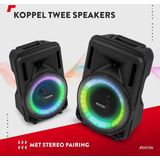 Fenton - FT08LED MK2 - Party Speaker - Zwart - 300W - Ingebouwde Accu - Bluetooth