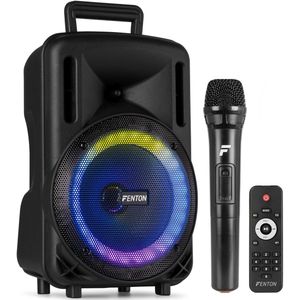 Fenton - FT08LED MK2 - Party Speaker - Zwart - 300W - Ingebouwde Accu - Bluetooth
