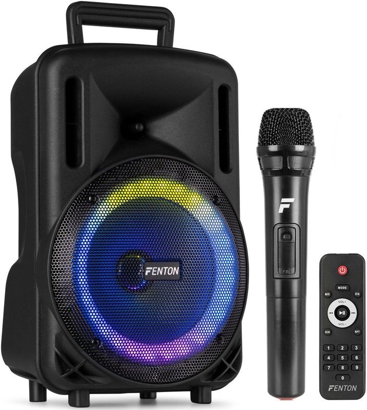 Fenton - FT08LED MK2 - Party Speaker - Zwart - 300W - Ingebouwde Accu - Bluetooth
