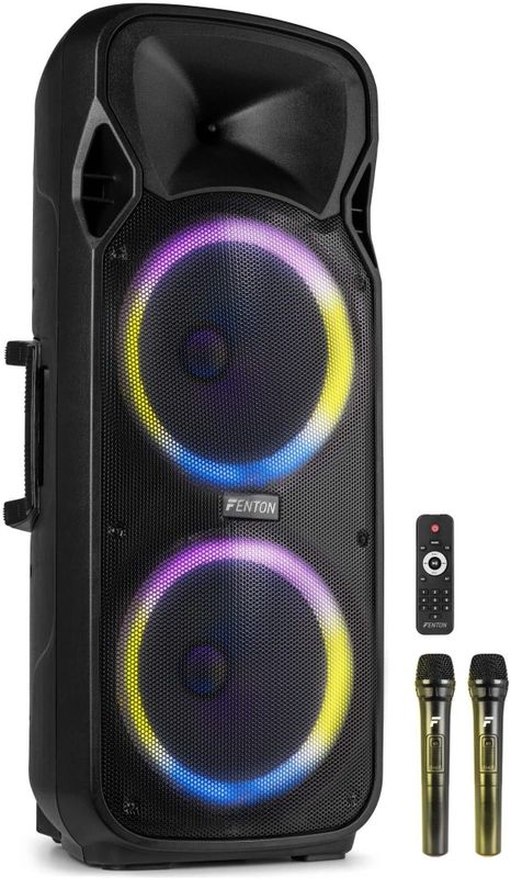 Fenton - FT212LED MK2 - Karaoke Box - Zwart - Met LED’s en Accu