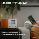 DAB radio Audizio Vieste DAB+ radio met subwoofer en Bluetooth Zilver Met afstandsbediening