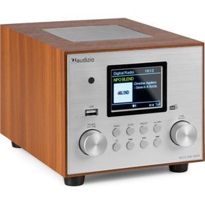 DAB radio Audizio Vieste DAB+ radio met subwoofer en Bluetooth Zilver Met afstandsbediening