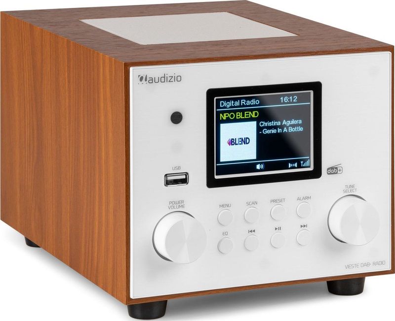 DAB radio Audizio Vieste DAB+ radio met subwoofer en Bluetooth Wit Met afstandsbediening