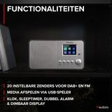 DAB radio Audizio Avio DAB radio met Bluetooth DAB+ FM USBvoorkeurszender Zilver