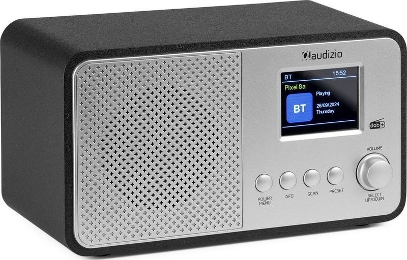 DAB radio Audizio Avio DAB radio met Bluetooth DAB+ FM USBvoorkeurszender Zilver