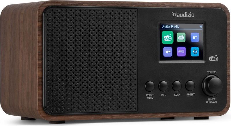 DAB radio Audizio Avio DAB radio met Bluetooth DAB+ FM USBvoorkeurszender Houtlook