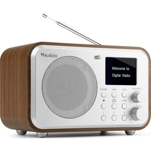 DAB radio met Bluetooth Audizio Milan DAB radio retro met accu en FM radio Silver