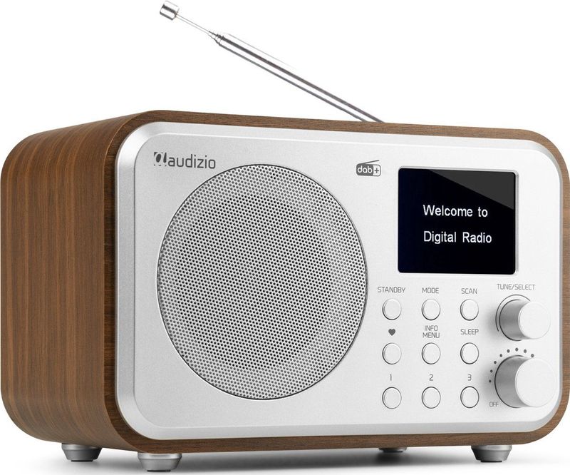 DAB radio met Bluetooth Audizio Milan DAB radio retro met accu en FM radio Silver