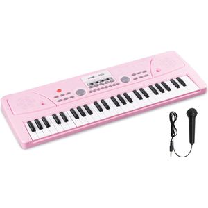 MAX KD49P Kinderpiano - 49 Toetsen - Ritmes - Microfoon - Roze