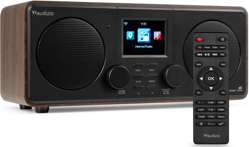 AUDIZIO Foza Wood DAB Radio - Bruin - Hout - Bluetooth 5.0