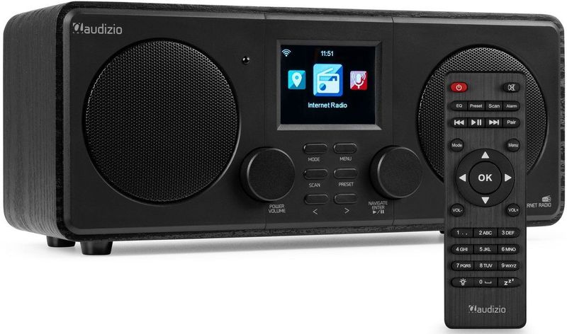Audizio Foza internetradio - DAB radio met Bluetooth - Digitale radio met stereo speakers - Zwart