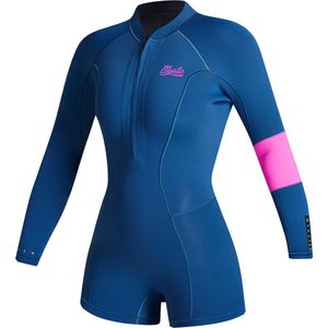 Mystic Lunar Longarm Korte Damesjumpsuit Met Ritssluiting Aan De Voorkant