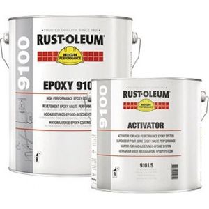 Rust-Oleum 9100 Epoxy Topcoat Set High Solid + Verharder - Dekkend - 1 Liter - Wit - Vloerlak