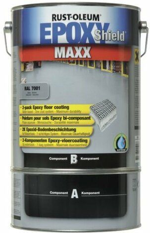 Rust-Oleum EPOXYSHIELD MAXX 2K Epoxy Vloercoating - Lichtgrijs RAL7035 - Hoogglans - 5L