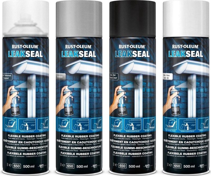 Rust-Oleum LeakSeal Lekstop in Spuitbus - 500ml - Zwart - Waterdicht - Flexibel