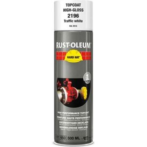 Rust-Oleum Hard Hat Topcoat Spray - Verkeerswit - 0,5L