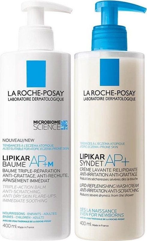 La Roche-Posay Lipikar Routinebundel Baume AP+M 400ml + Syndet 400ml - Lichaamsbalsem - Douchemiddel