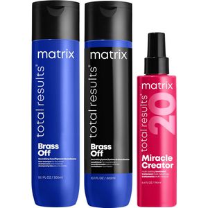 Matrix Brass Off Shampoo 300ml & Conditioner 300ml & Miracle Creator Spray 190ml – Voordeelverpakking