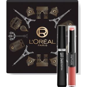1+1 gratis: L'Oréal Geschenkset Telescopic Lift Mascara & Infaillible 24H Lipstick 312 Incessant Russet 2 stuks