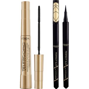 L'Oréal Paris Telescopic Classic Mascara Zwart + Superliner Perfect slim Zwart Giftset - Geschenkset