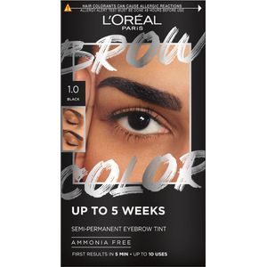 L'Oréal Paris Brow Color wenkbrauwverf - getinte wenkbrauwen tot wel 5 weken* - resultaten na 5 min. - 1.0 Black - 30 ml