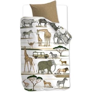 Beddinghouse - Jeep Safari - Kinderdekbedovertrek - Naturel - 140x200