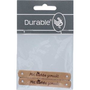 Durable - Leren Labels 7x1cm - Met liefde gemaakt - Naturel 2st