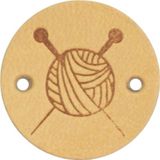 Durable - Leren Labels rond 2cm - Knitting - Naturel 2st