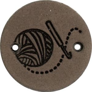 Durable - Leren Labels rond 2cm - Crochet - Taupe 2st