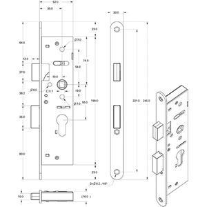 Insteekslot - Zwart - RVS - Mauer - Mauer 4445 cilinderslot dag/nacht zwart met magneetschoot