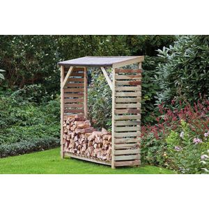 Openhaardhoutberging - 180 X 180 cm - Grenen - Bruin - Tuindeco