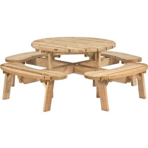 Picknicktafel Rond - 219 cm - Vuren - Bruin - Tuindeco