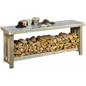 Werkbank - Extra Groot - Zink - Geïmpregneerd Vuren - Met Opbergvak