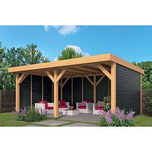 Overkapping Dalfsen - Hout - Zwart - 6x3 Meter