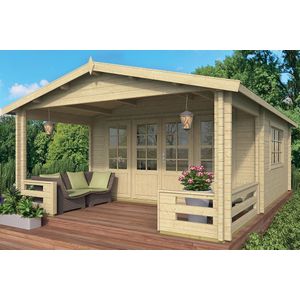 Houten Blokhut Nottingham 540x663x276cm met veranda Wanddikte 58 mm