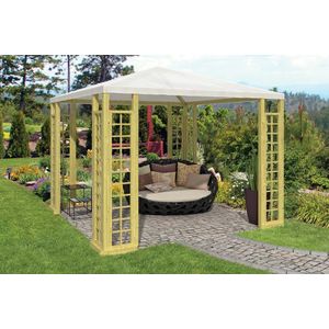 Houten Prieel - Geïmpregneerd - 300x300 cm - Wit Zeildoek