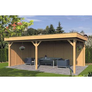 Overkapping plat dak Oslo XL Type 2 Douglas Geschaafd 678x430x272cm - Blanke Wanden