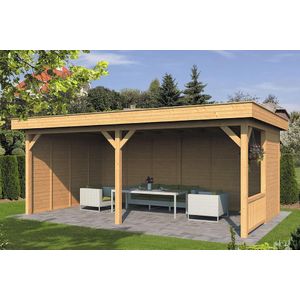 Overkapping plat dak Oslo XL Type 3 Douglas Geschaafd 678x430x272cm - Blanke Wanden